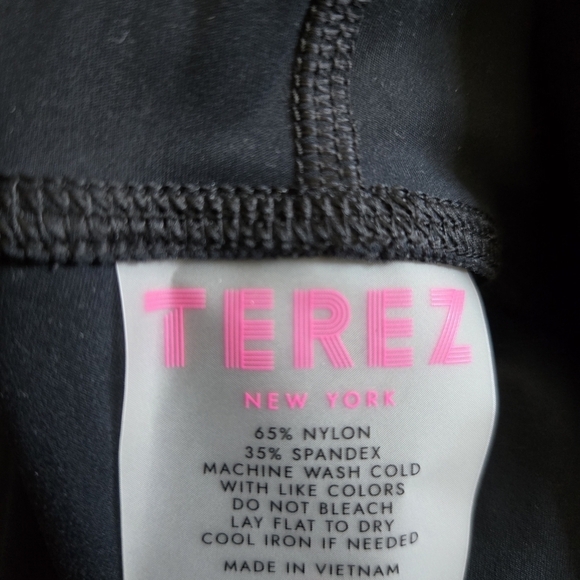 New Terez TLC Wide Strap One Piece Activewear Jet Black Bodysuit 2892 NWT - Picture 8 of 8